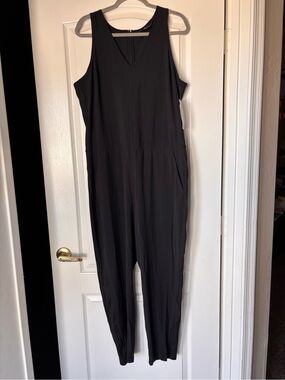 Athleta Brooklyn Utility Jumpsuit in Black womens size 16 NEW sleeveless